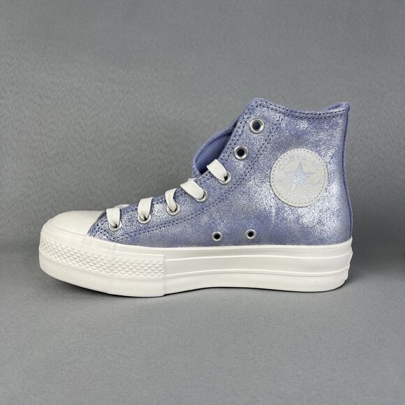 Converse Chuck Taylor All Star Lift Platform Suede Shimmer Womens 7.5 Lilac Shoe - Picture 9 of 13